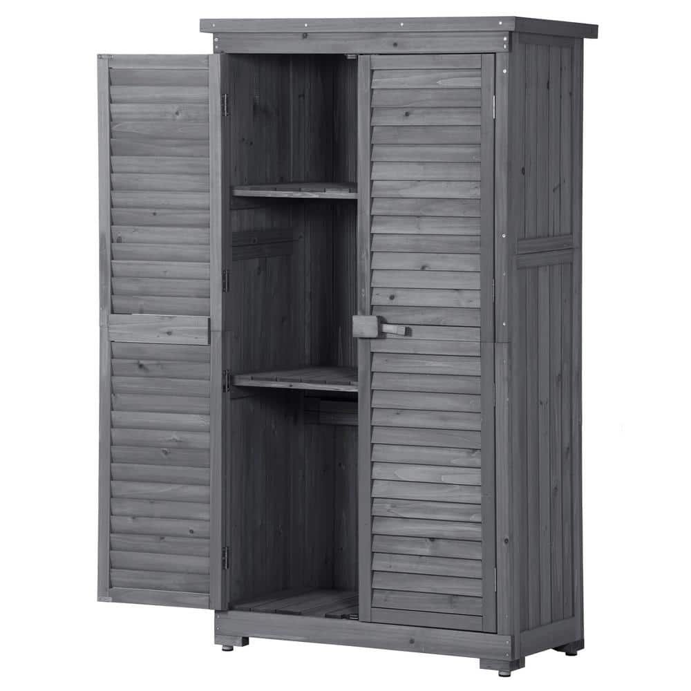 Gray 1.5 ft. W x 2.8 ft. D 3-Tier Fir Wood Patio...