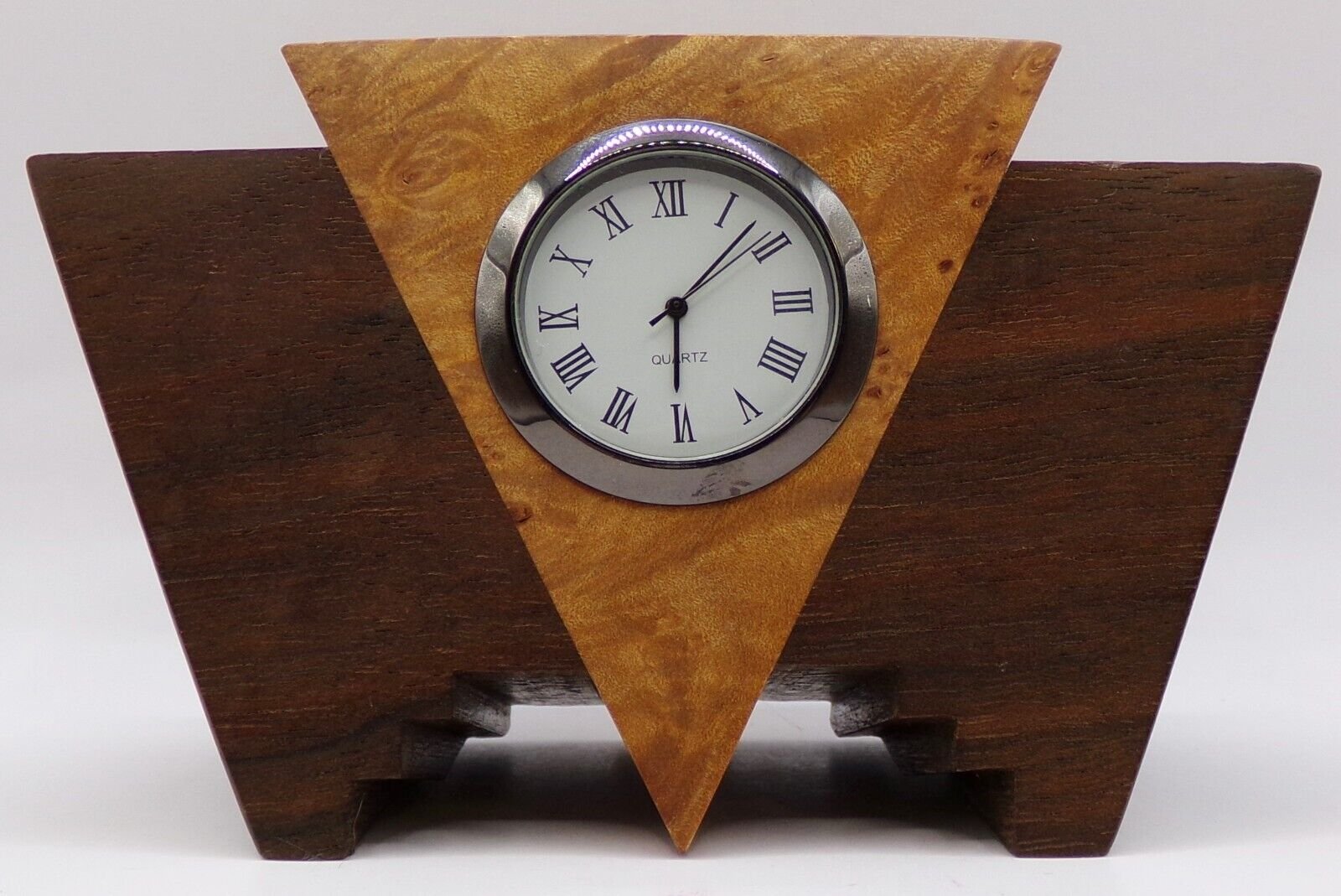 Howard Griffiths Signed Wooden Desk Clock Beautiful, Unique 3"H X 4 3/4"W X 2"D