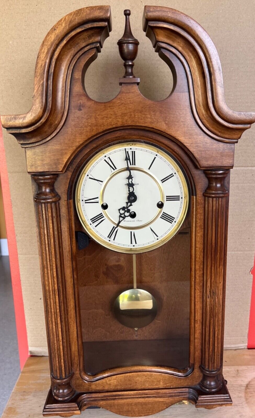 Howard Miller 613-227 8-Day Mechanical Wall Clock Westminister Chime USA W/Key