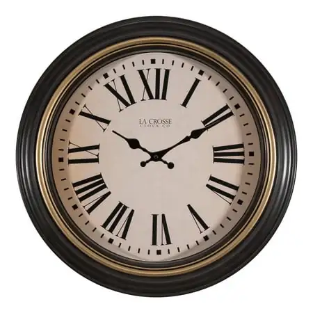 La Crosse Clock Co. 18 Inch Traditions Antique Brown Quartz Wall Clock, 404 3045 BK photo La Crosse Clock Co. 18 Inch Traditions Antique Brown Quartz Wall Clock, 404 3045 BK image