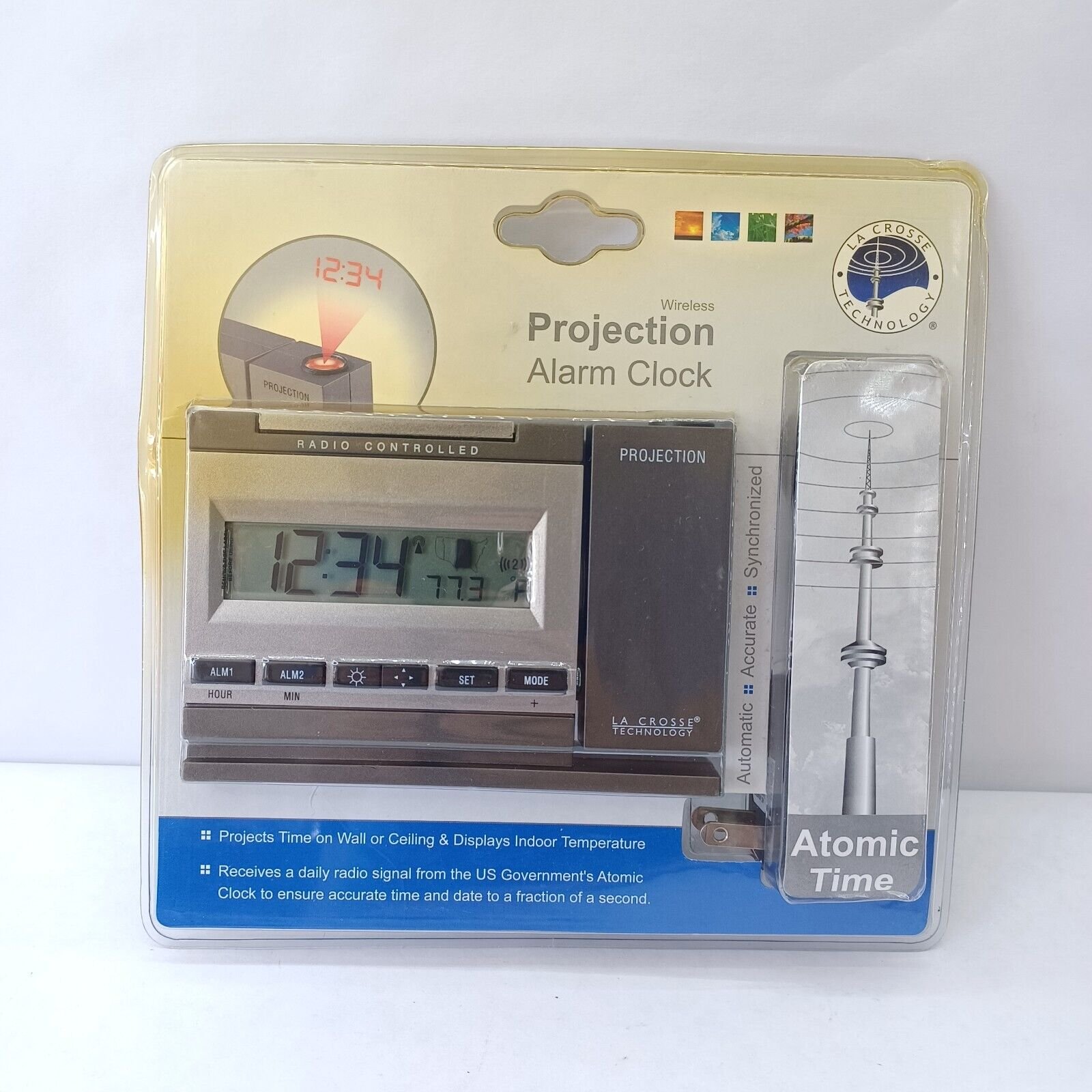 La Crosse PROJECTION ALARM CLOCK Wireless Radio Controlled Atomic Time WT-5720