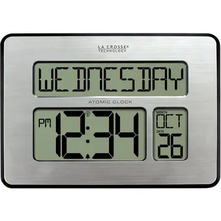 La Crosse Technology 513 1419 INT Atomic Digital Full Calendar Silver Clock with Extra Large Digits photo La Crosse Technology 513 1419 INT Atomic Digital Full Calendar Silver Clock with Extra Large Digits