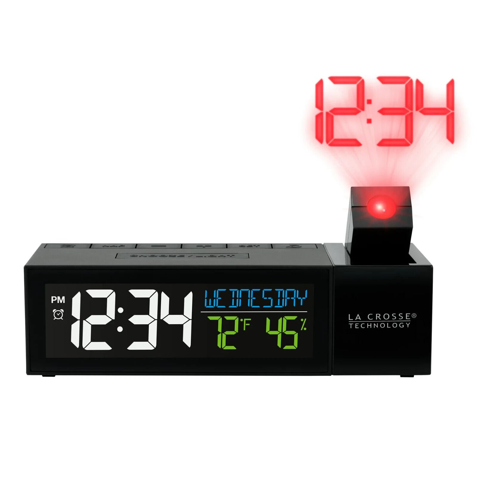 La Crosse Technology 616-1950-INT Silver Atomic Projection Alarm Clock with...