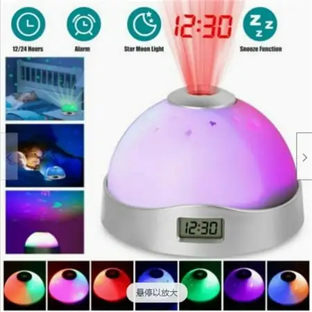 Led Digital Projector Alarm Clock 7 Color Changes Time Display Easy To Set Multi color Night Light