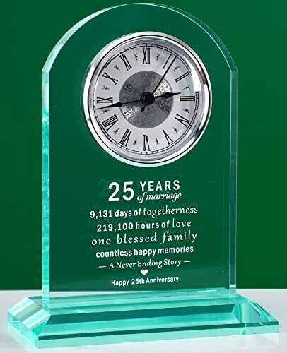 LESEN 25th Silver Wedding Anniversary Quartz Table Clock Gifts25 Years of Mar...