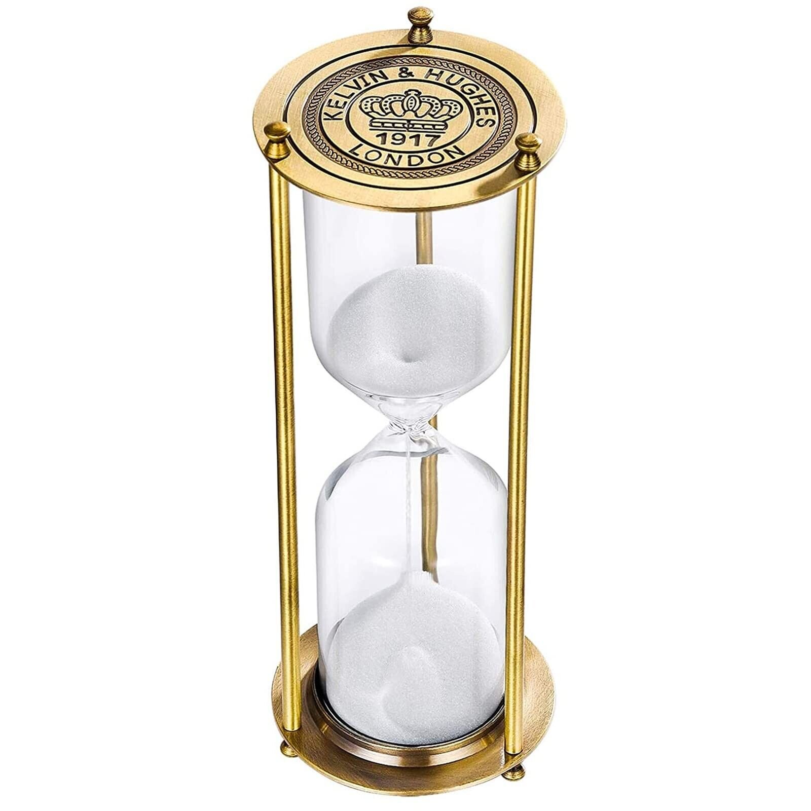 Metal Sand Timer 30 Minute Hourglass:Vintage Brass White Sand Clock,Small San...