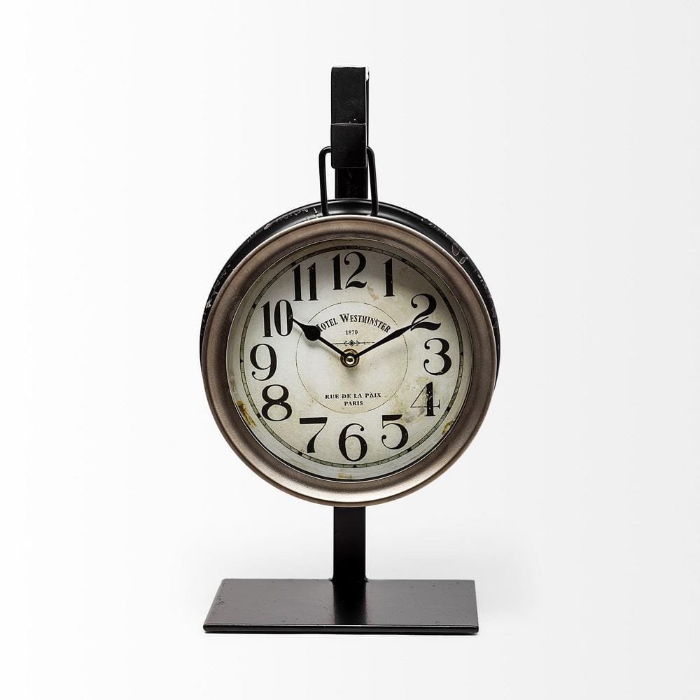 Metal Table Clock Decor