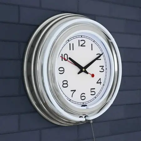 Neon Wall Clock 14 ” Round, Double Light Ring, Dual Power, Analog Quartz Timepiece Retro Décor for photo Neon Wall Clock 14 ” Round, Double Light Ring, Dual Power, Analog Quartz Timepiece Retro Décor for