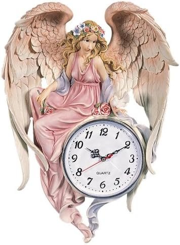 OK Lighting 18" H Enchanted Angel Wall Clock,Pink