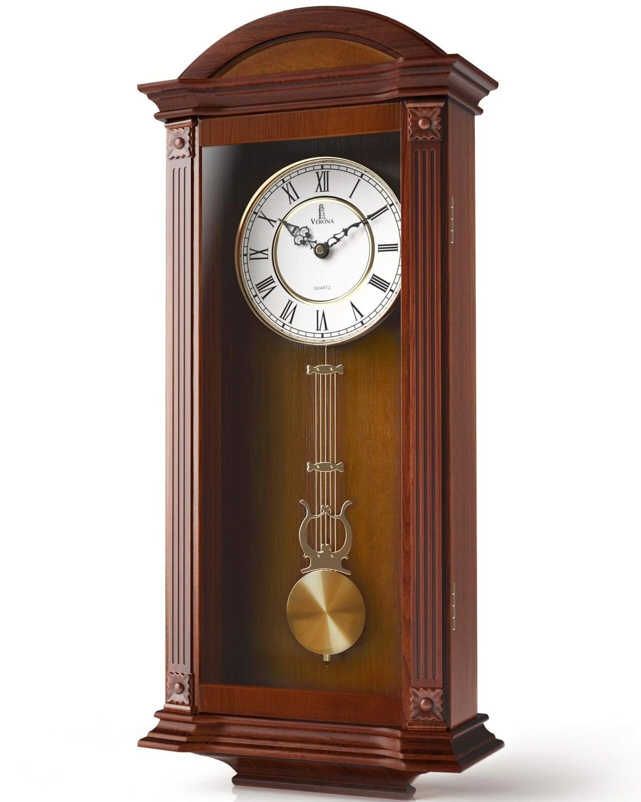 Pendulum Wall Clock Battery Operated - Large Hanging Grandfather Wall Clock w...