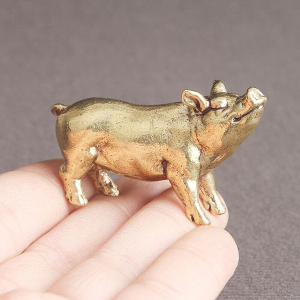 Pig Antique Retro Brass Animal Statue Brass Pig Ornament Piggy Decoration