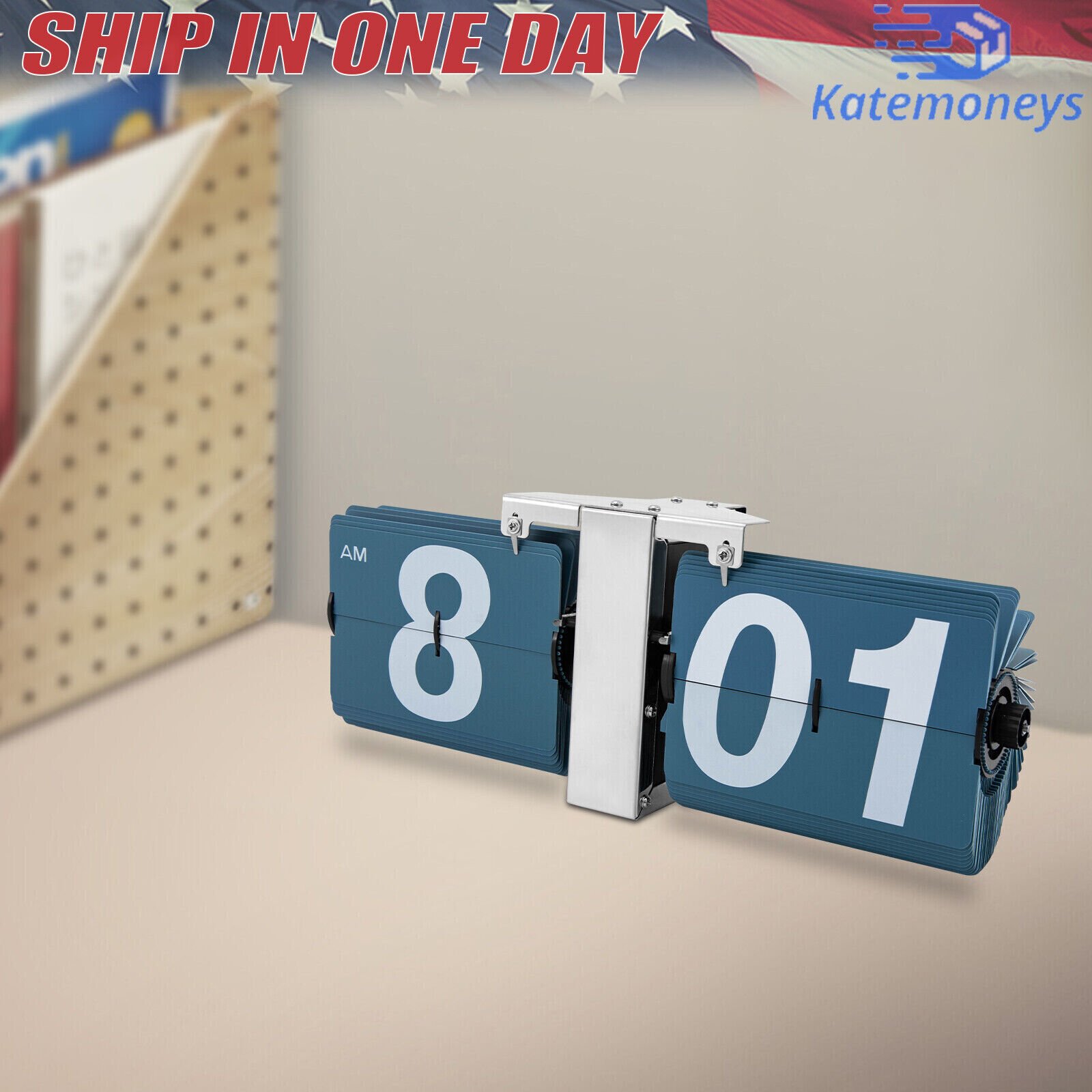 Retro Flip Desk Clock Classic Mechanical Digital Display Battery Powered 12 Hour