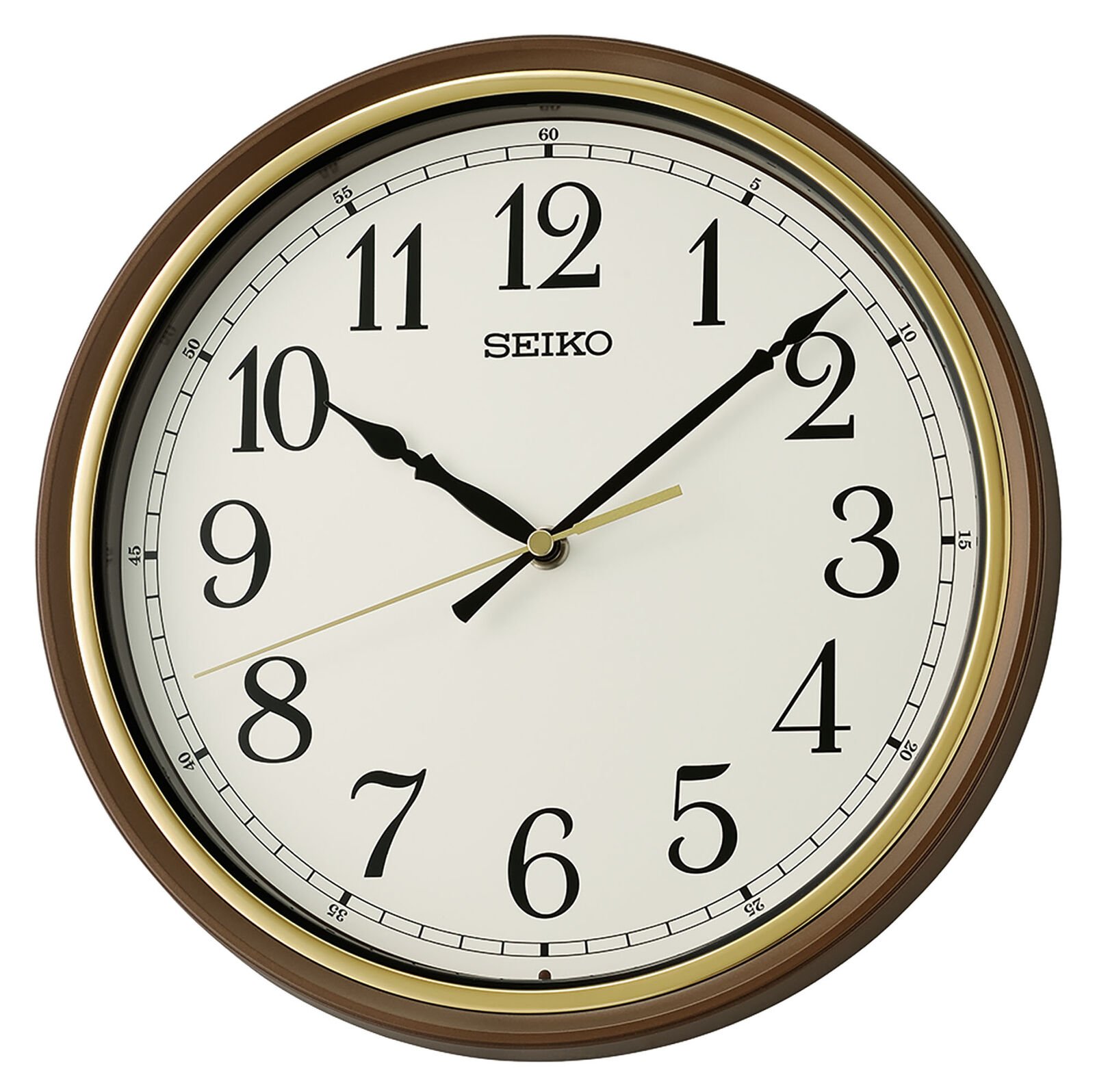 Seiko Clocks Oita Brown and Gold Tone 11 Inch Wall Clock