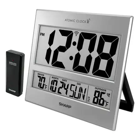 Sharp Atomic Clock Jumbo 3 Easy to Read Numbers Never Needs Setting! Indoor/ Outdoor Temperature photo Sharp Atomic Clock Jumbo 3 Easy to Read Numbers Never Needs Setting! Indoor/ Outdoor Temperature