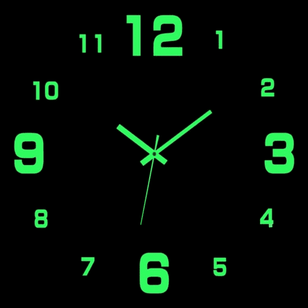 Shenbbrba 8 inch 20 inch Frameless DIY Wall Clock Glow in The Dark, Modern 3 D Mirror Wall Clock