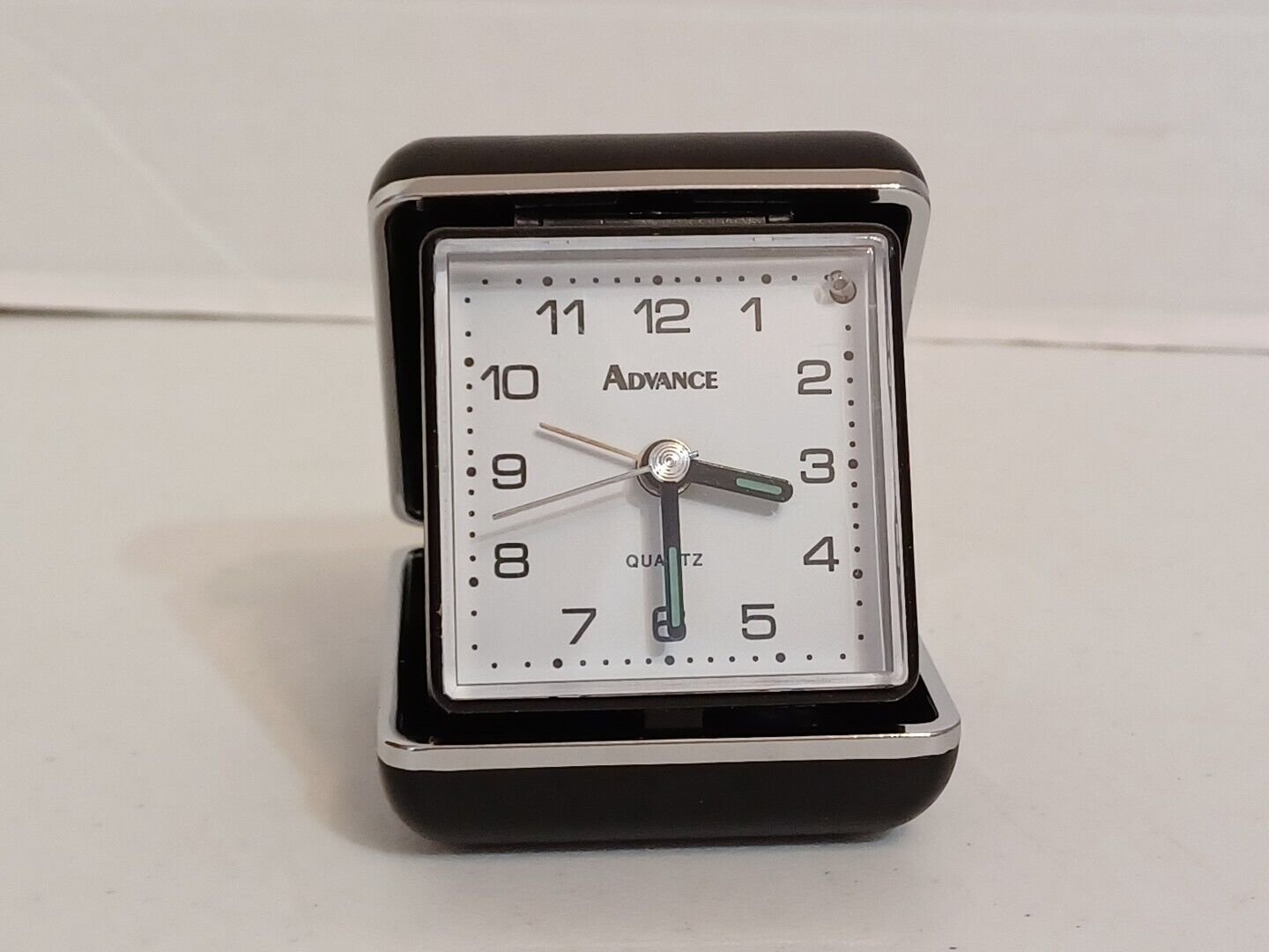 Vintage Advance Travel Alarm Clock Quartz Movement Black Case Tested Great