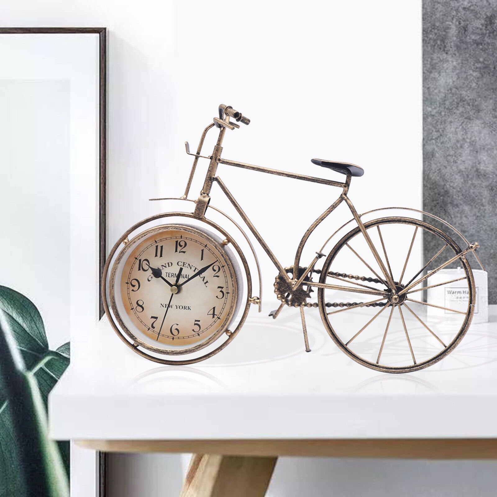 Vintage Bicycle Table Clock Bronze Bike Metal Desk Clock Creative Gift Clock New