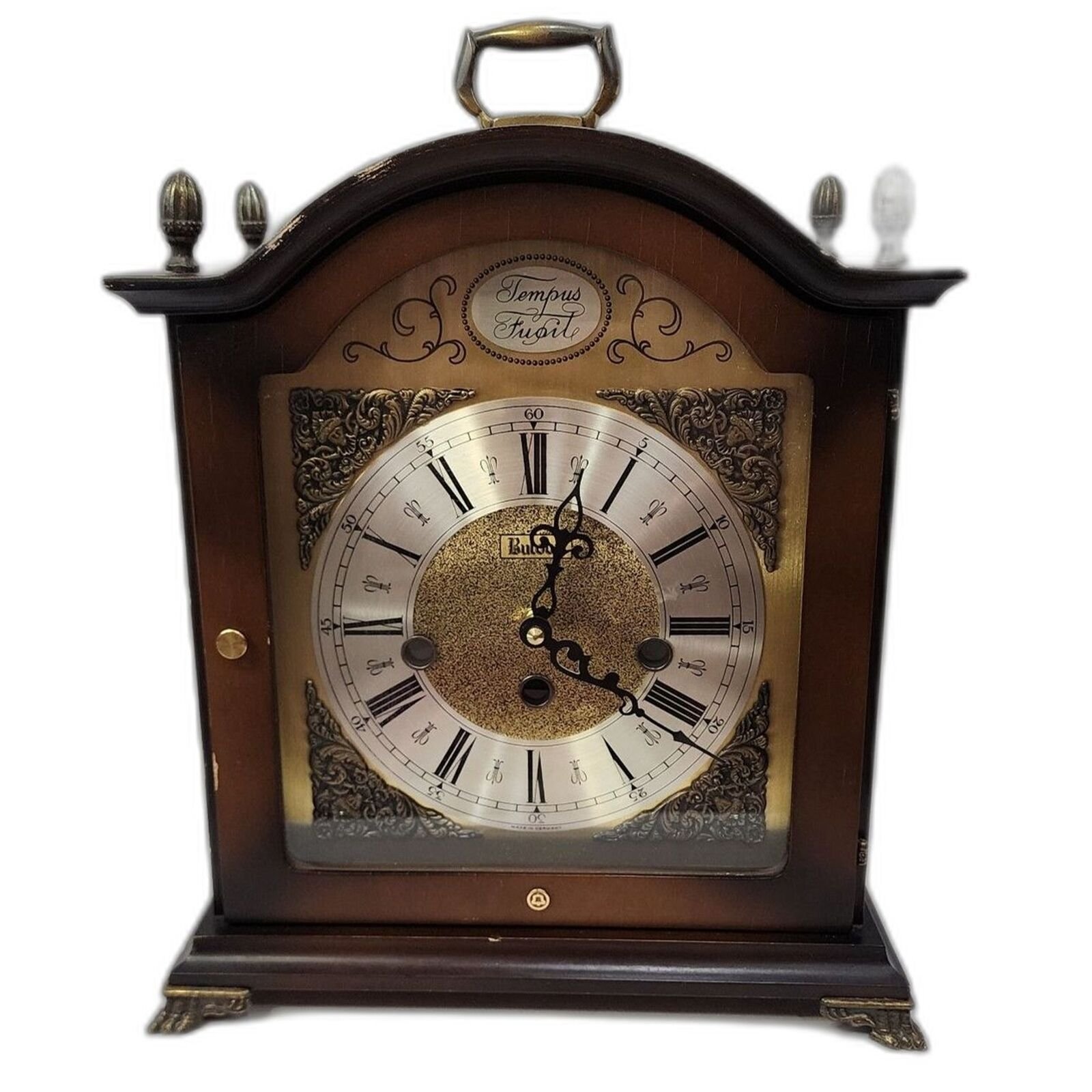 Vintage Bulova Tempus Fugit Wooden Mantel Clock