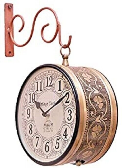 Vintage Clock Double Side Iron Wall Clock / 8 Inches Size