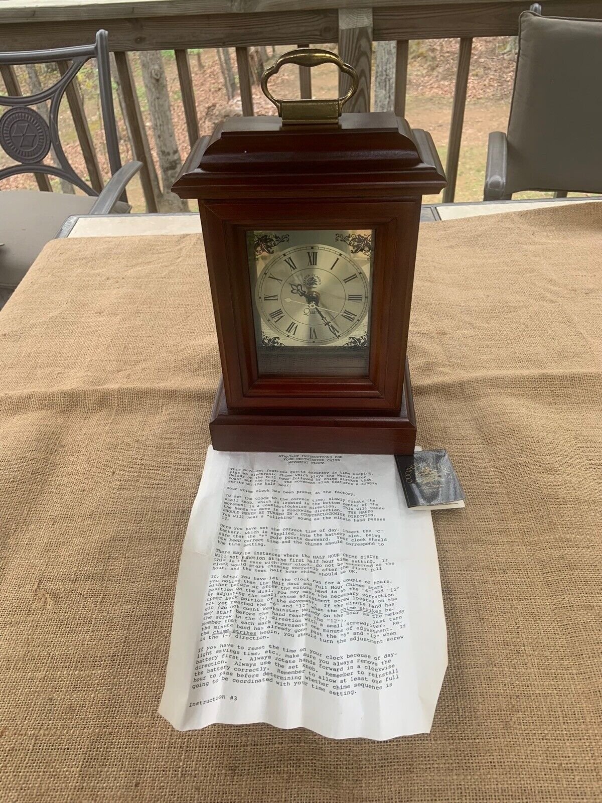 Vintage Cooper Quartz Classics Mantle Clock, Solid Wood, with Chime