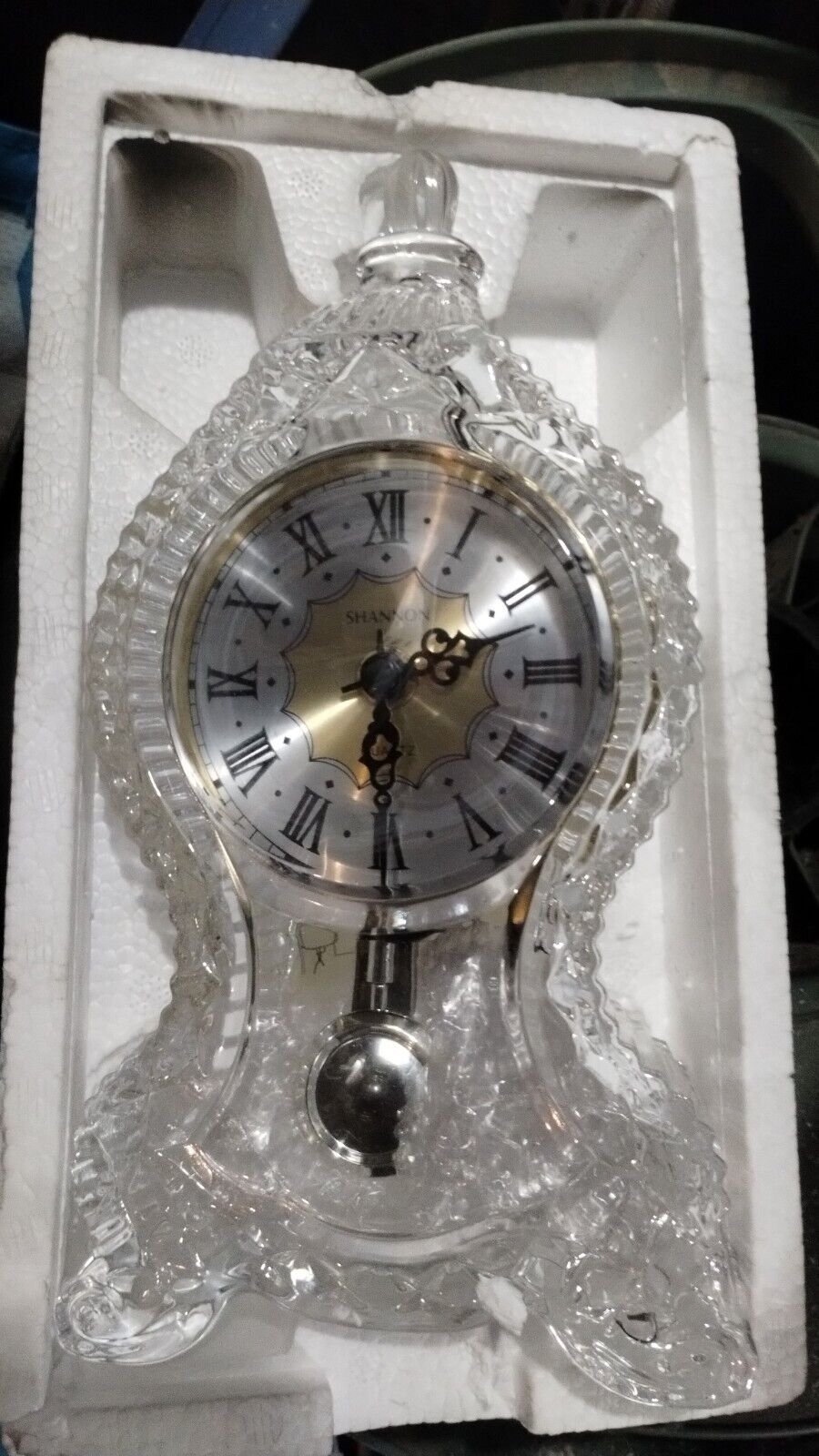 Vintage Crystal Legends 24% Lead Crystal Handcrafted Mantle Clock By Godinger.