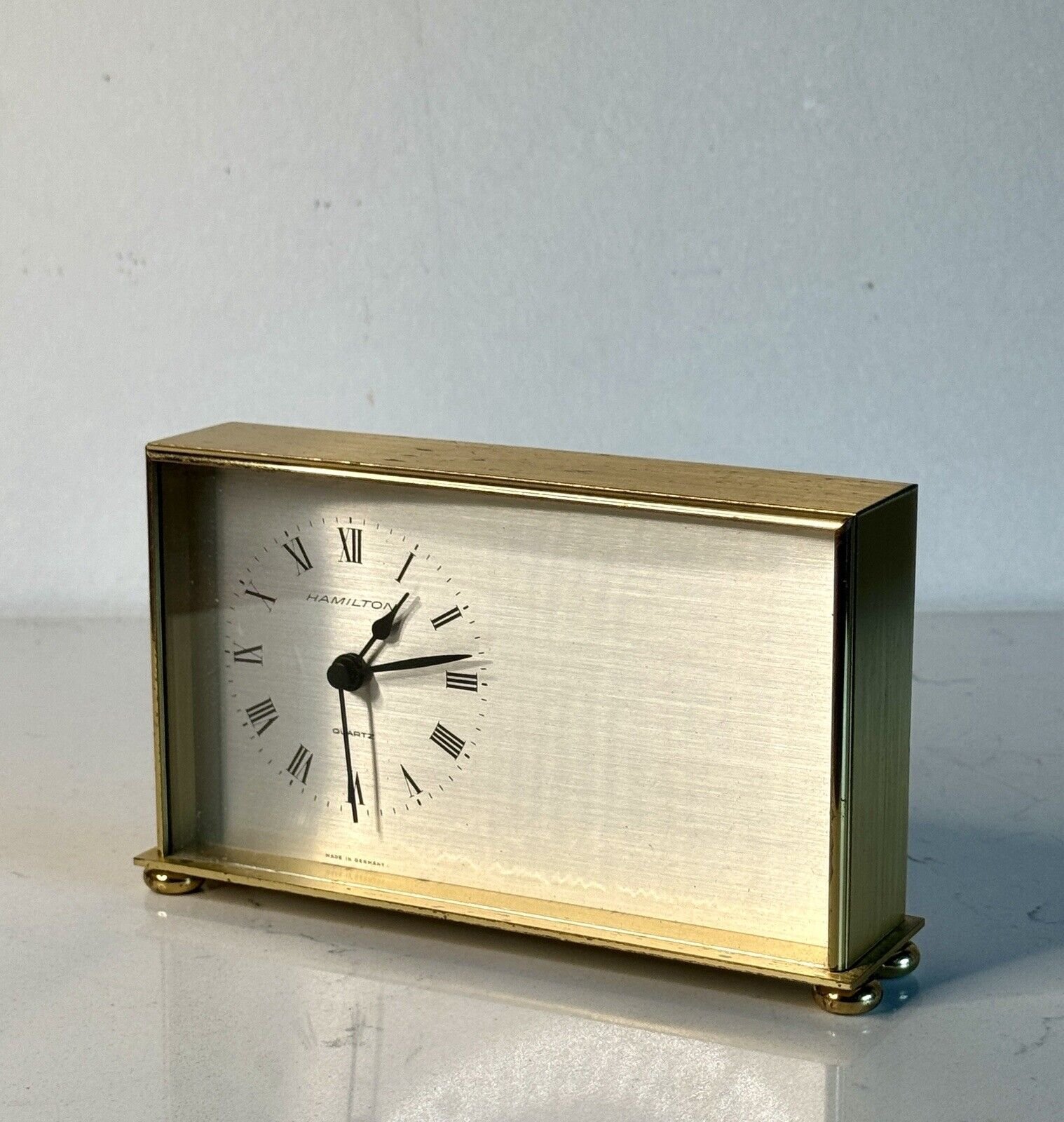 Vintage Hamilton Brass Desk Clock MCM
