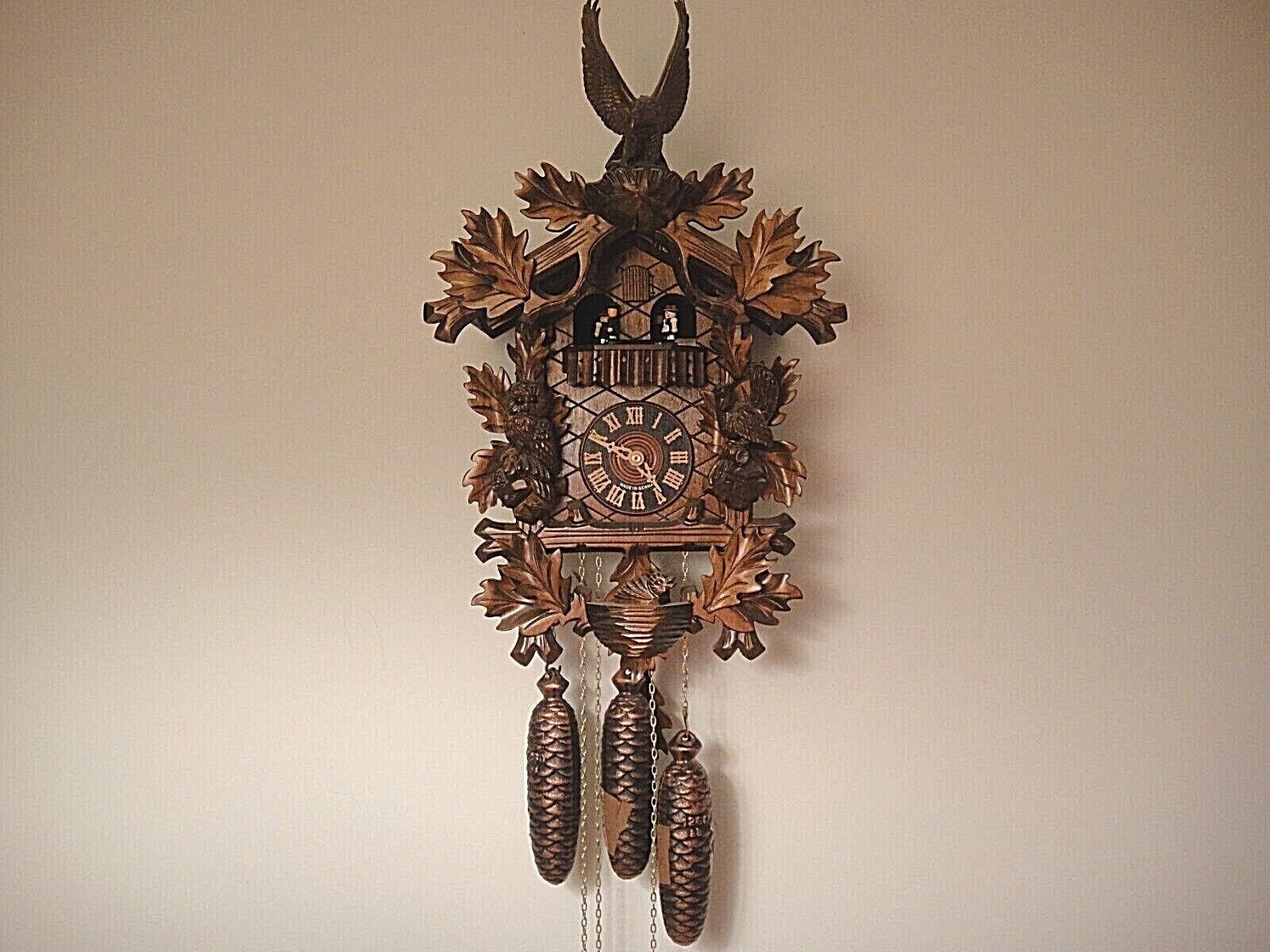 VINTAGE HONES CARVED LIMITED EDITION CUCKOO CLOCK- 8 DAYS -PLAYS EDELWEISS