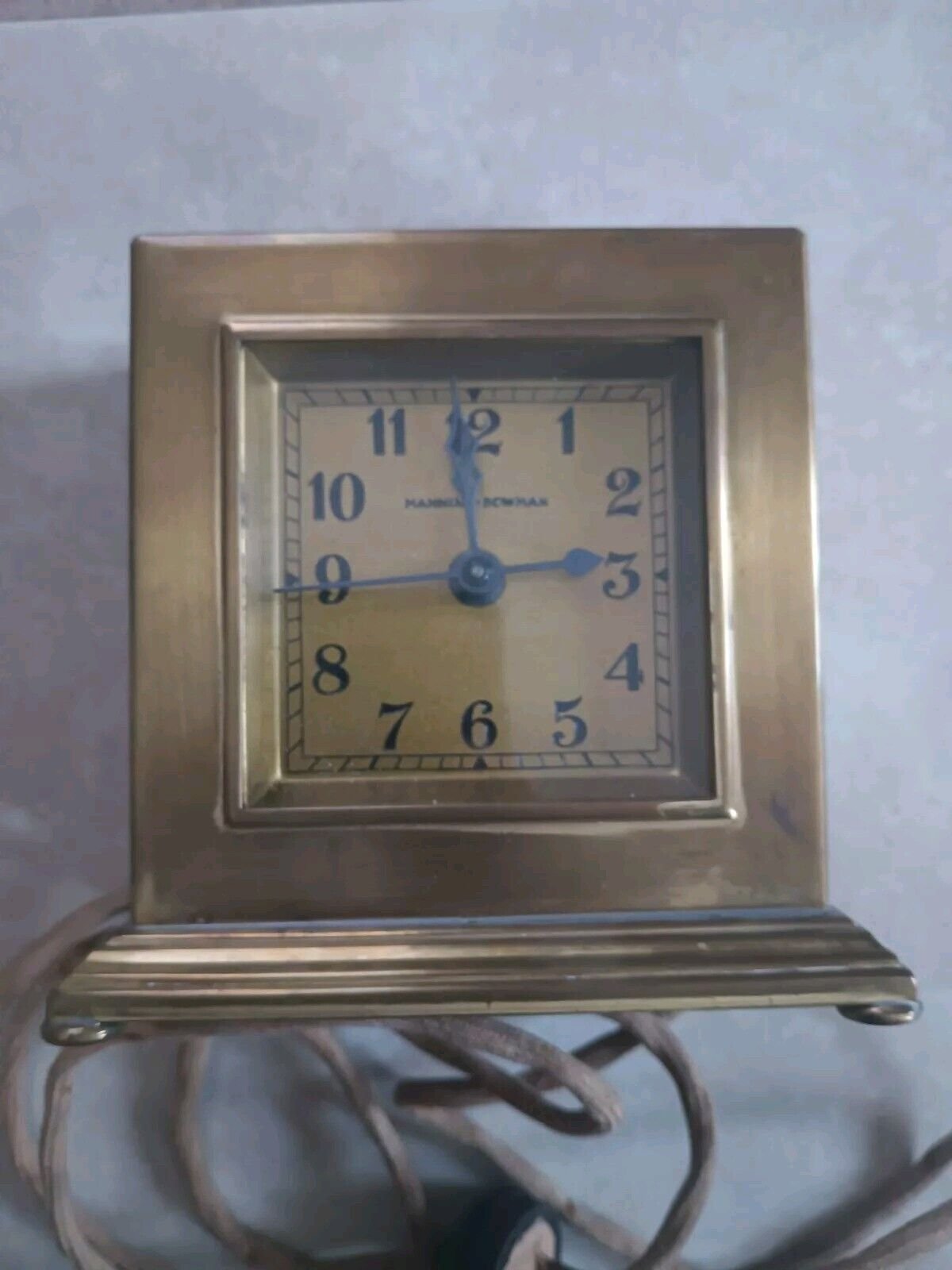Vintage Manning Bowman Co. Art Deco Brass Electric Desk Clock 1930's