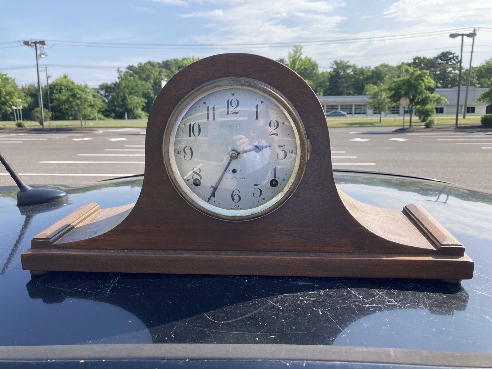 Vintage SETH THOMAS Woodbury 8 Day Westminster Chime Mantle Clock for Repair