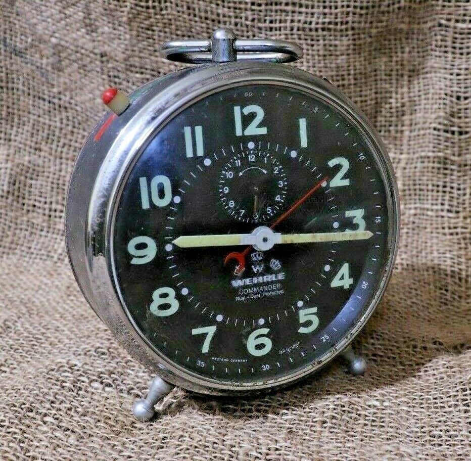 Vintage Wehrle Alarm clock Commander Rare Made in Germany #38