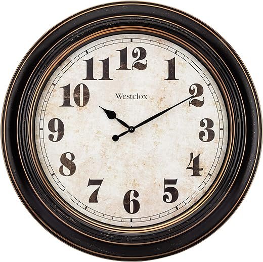 Westclox Traditional Large Wall Clock Battery-Operated Clock for Living Room, Bedroom, Office | Ideal Housewarming Gift (20 Inch, Black-Brown)