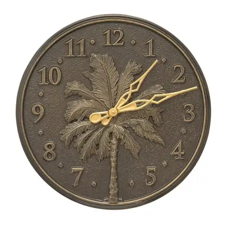 Whitehall Single Palm 16 inch Indoor/Outdoor Wall Clock (French Bronze) photo Whitehall Single Palm 16 inch Indoor/Outdoor Wall Clock (French Bronze) image