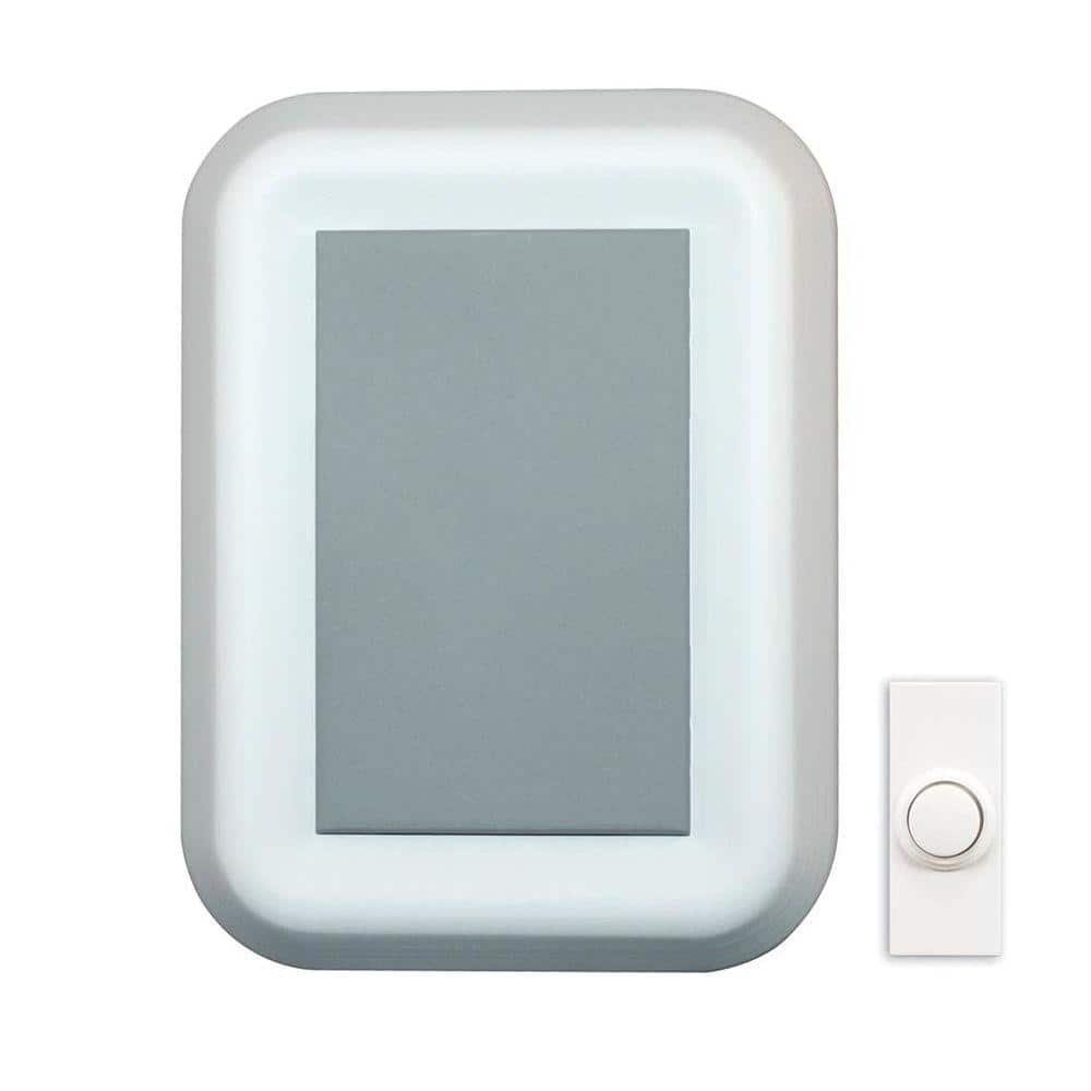 Wireless Battery Operated Door Chime, White with Gray Insert