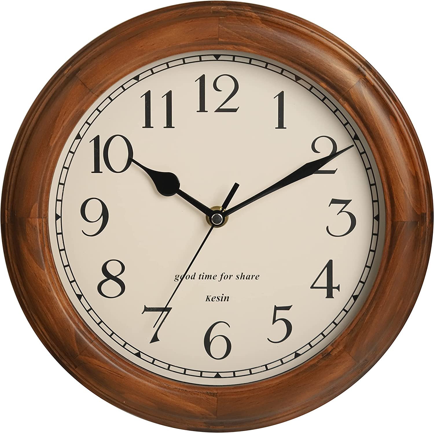 Wooden Wall Clock with Retro Design 11 Inches Round Wall Clock Battery Operated