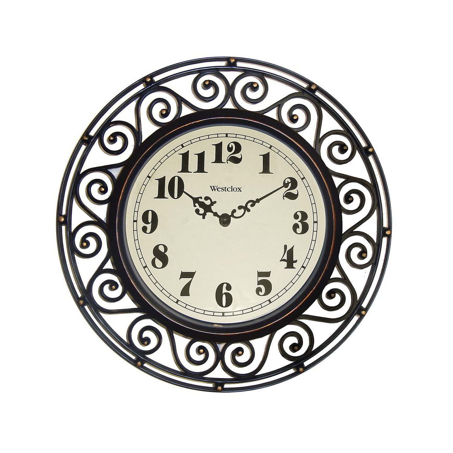 Wrought Iron Style Bronze Analog Quartz Accuracy 12"In. Round Wall Clock