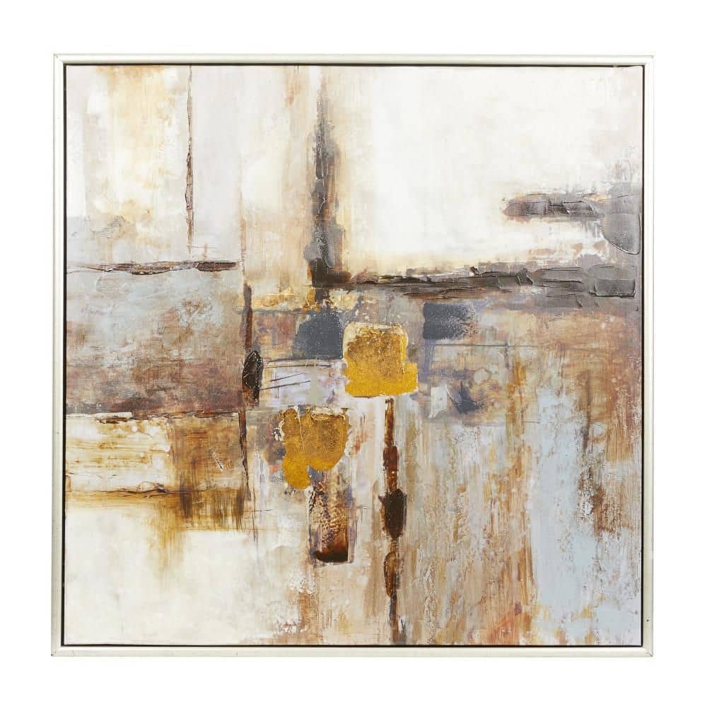 1- Panel Abstract Framed Wall Art with Silver Frame 40 in. x...