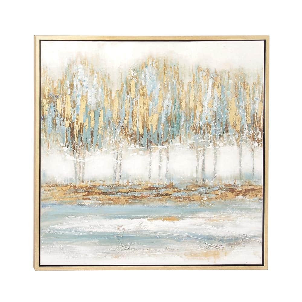 1- Panel Tree Framed Wall Art with Gold Frame 39 in. x...