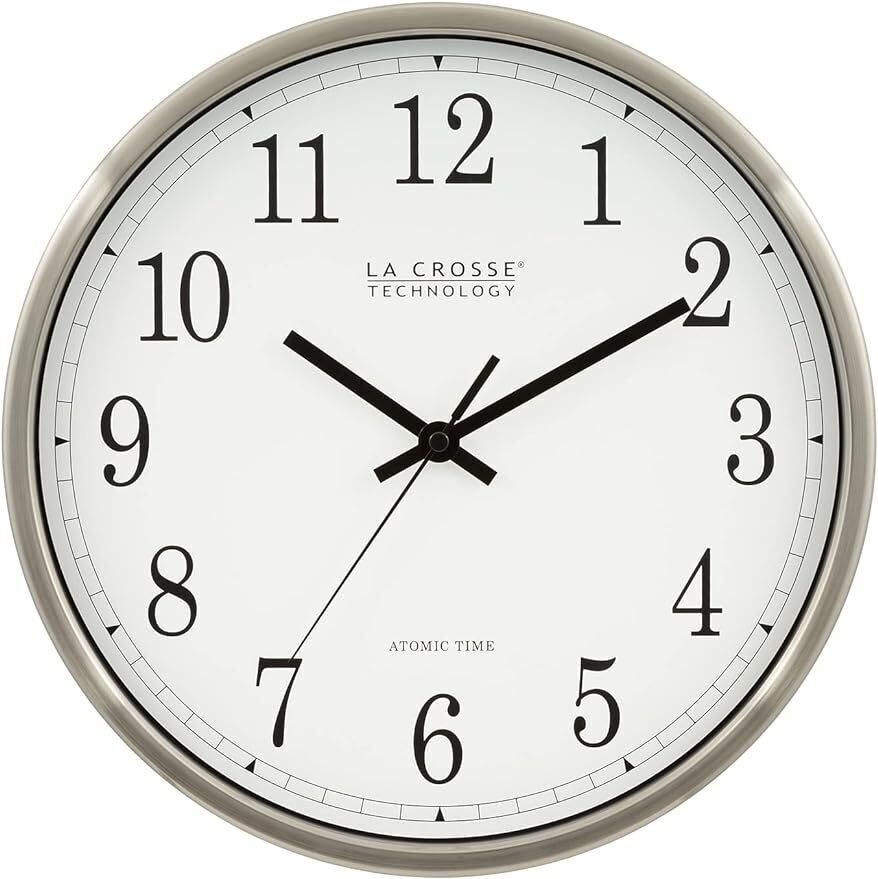 12 Inch Atomic Analog Wall Clock, Aluminum