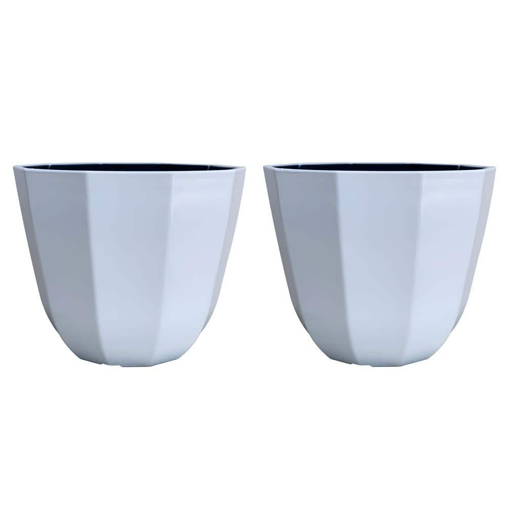 16 in. Alessi Plastic Planter White (2-Pack)