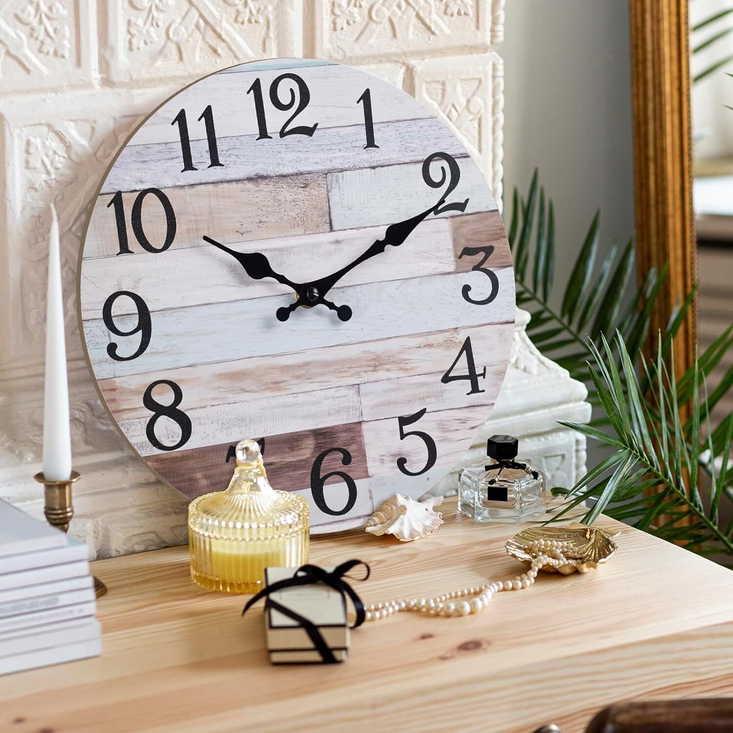 18 Inch Large Silent Non-Ticking Wall Clocks Battery Operated Coastal Country