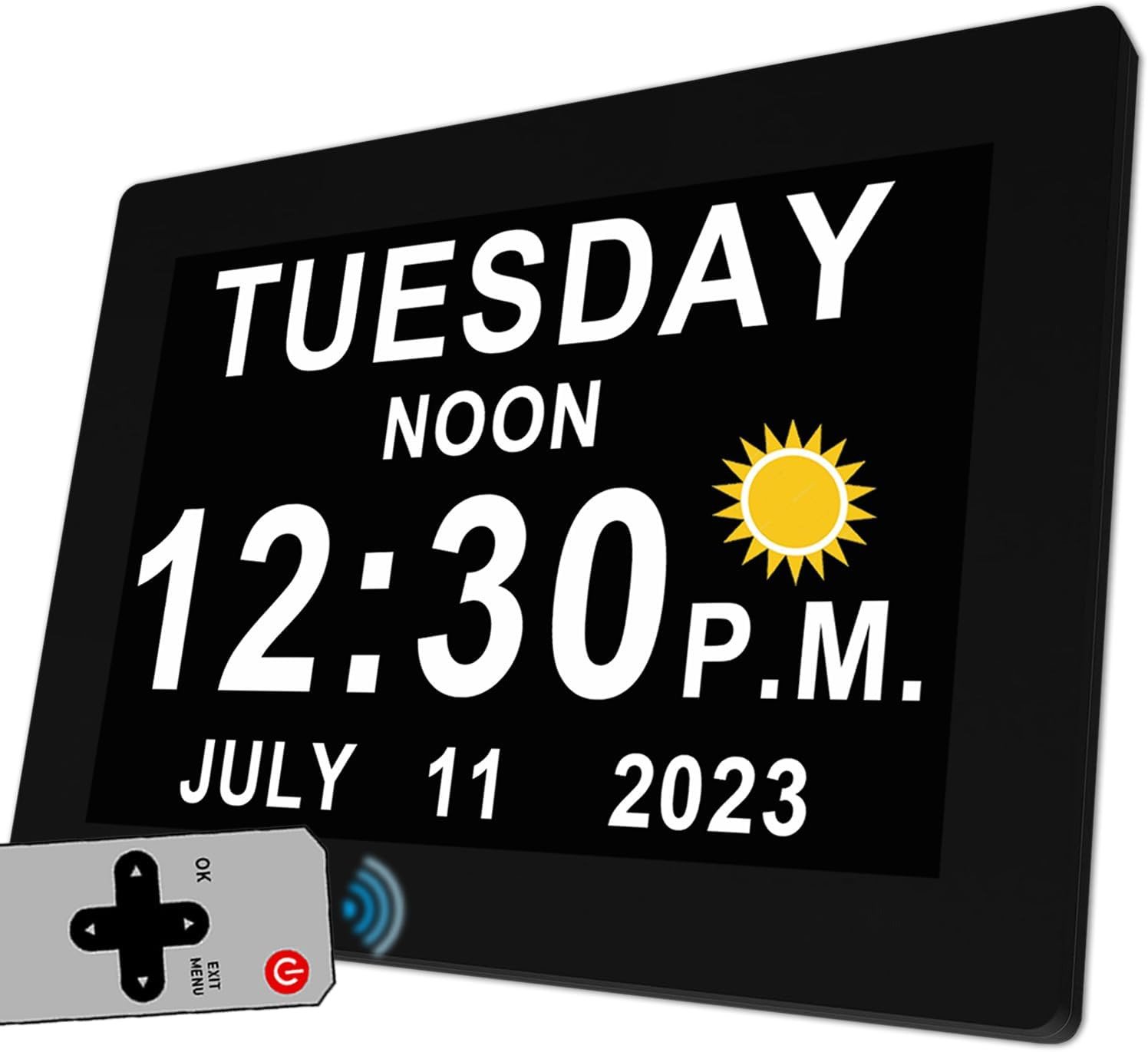19 Alarms Digital Clock with Auto DST and Sun Moon Icons, Custom Reminders and C