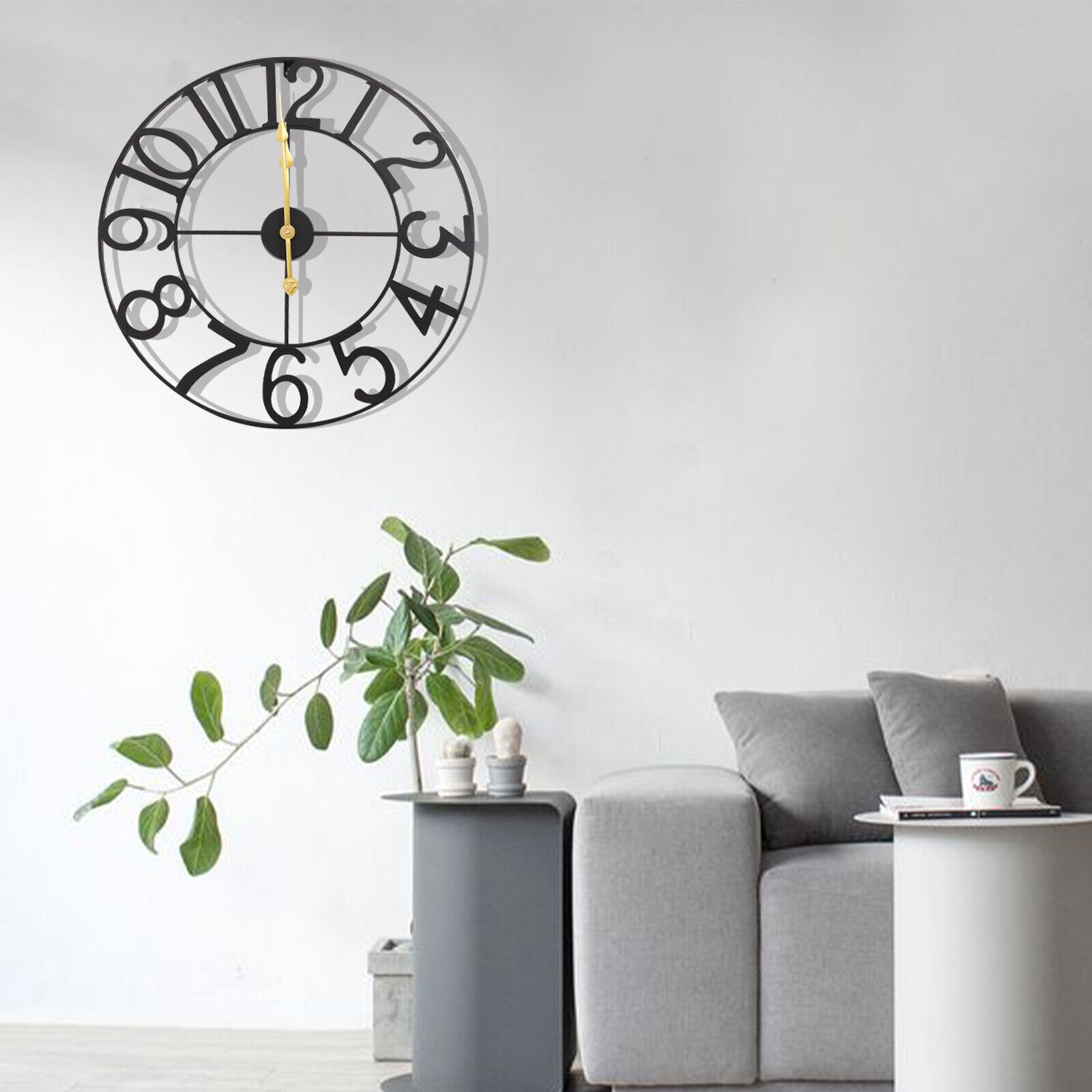 24'' Large Vintage Wall Clock Battery Powered Non-Ticking Indoor Outdoor 60cm US