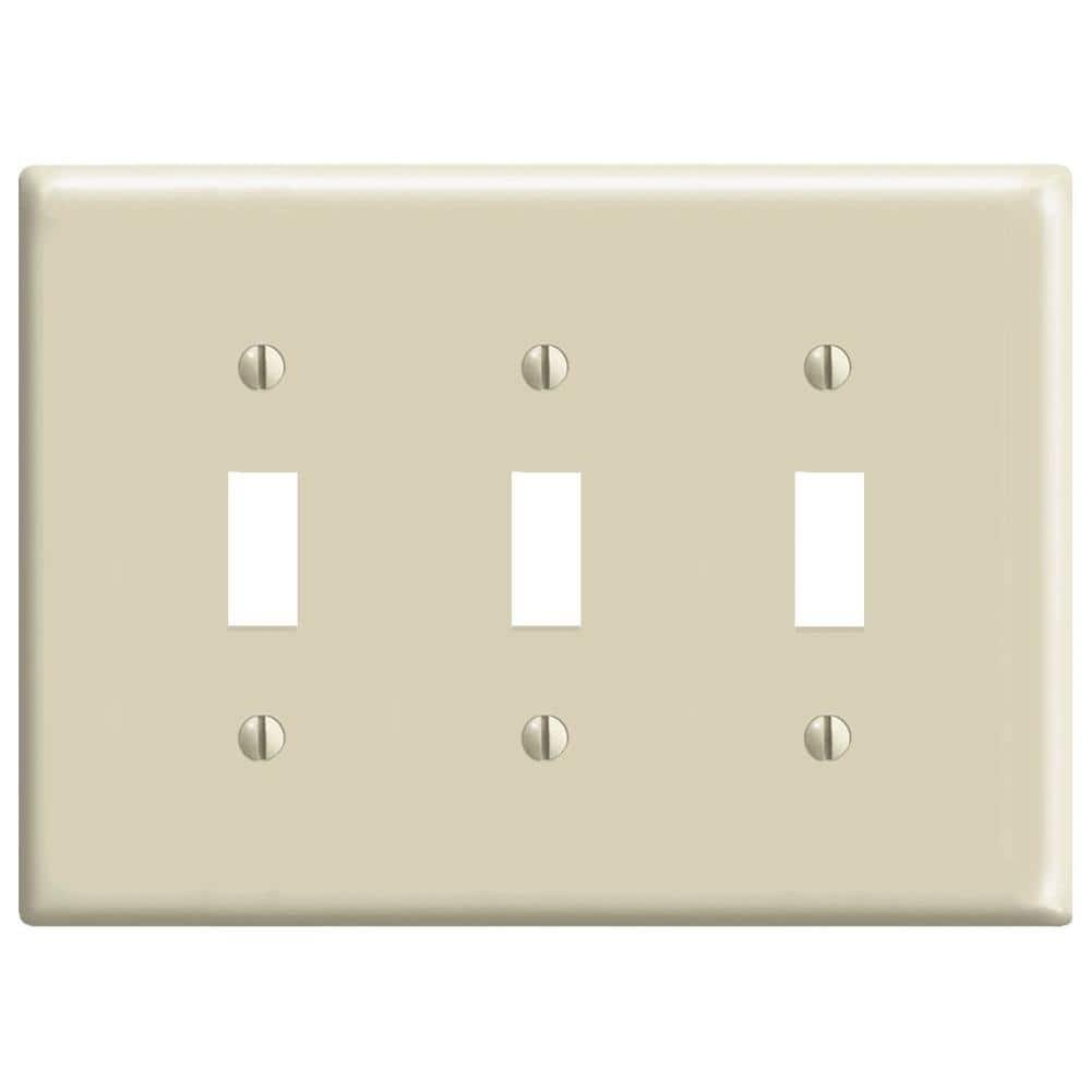 3-Gang Midway Toggle Nylon Wall Plate, Ivory