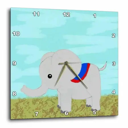 3 d Rose Cute Painted Baby Elephant Wall Clock, 10 by 10 inch photo 3 d Rose Cute Painted Baby Elephant Wall Clock, 10 by 10 inch featured image