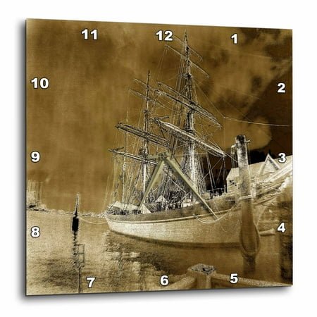 3dRose Galvestons Elissa Tall Ship - Wall Clock, 10 by 10-inch