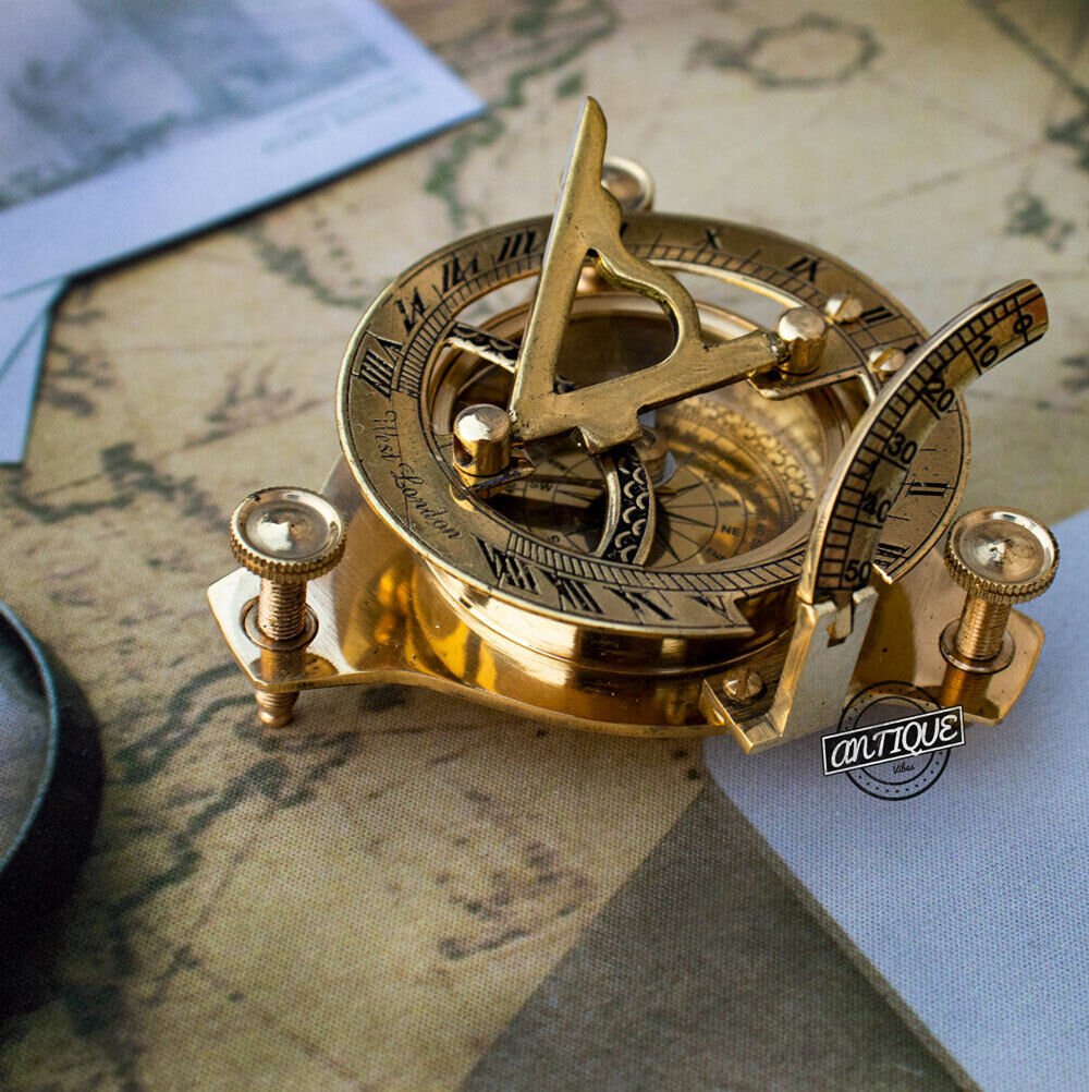 3" Marine Magnetic Nautical Brass Pocket Sundial Compass Sailor Gift for Dad/Son