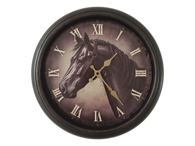 40cm Black Frame Horse Wall Clock, Home Antique Style