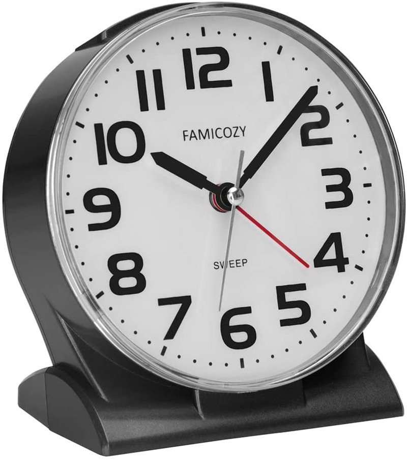 4.5" No Ticking Analog Alarm Clock,Silent Readable for Seniors,Easy to Set,Gradu