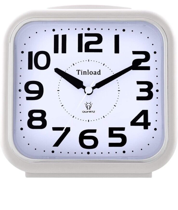 5.5" Silent Analog Alarm Clock Non Ticking, Gentle Wake, Beep Sounds, Increasing