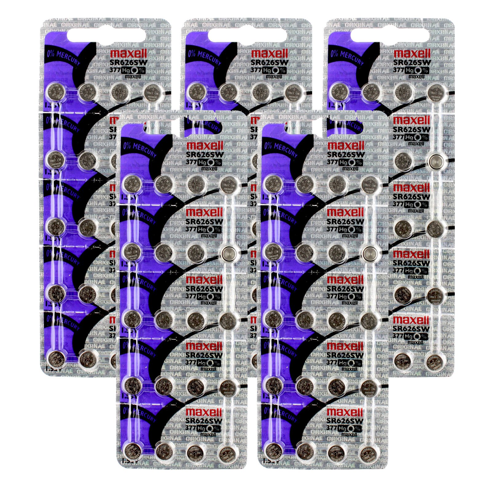 5x 20PK Maxell Silver Oxide Watch Battery SR626SW Low Drain Replaces 377